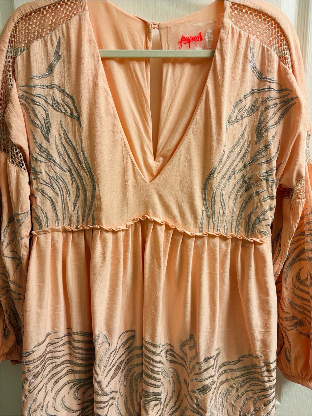 Free People Peach Tunic with Silver Swirl Accents- See Notes - Picture 4 of 7